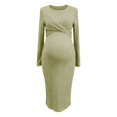 thumbnail image 6 of YMNXA Women's Maternity Dress Long Sleeve Crew Neck Solid Color Comfortable Breathable Pregnant Dresses For Casual Daily Wear,Light Green,S, 6 of 6