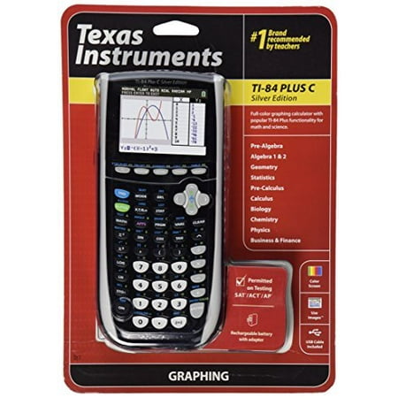 Texas Instruments TI-84 Plus C Silver Edition Graphing Calculator, Black