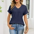 thumbnail image 2 of Paiwinds Women's Pocket Detail V-Neck Short Sleeve Pullover Blouse - Soft Polyester Cotton Blend Casual Top for Daily Wear, Errands & Relaxed Outings, 2 of 6