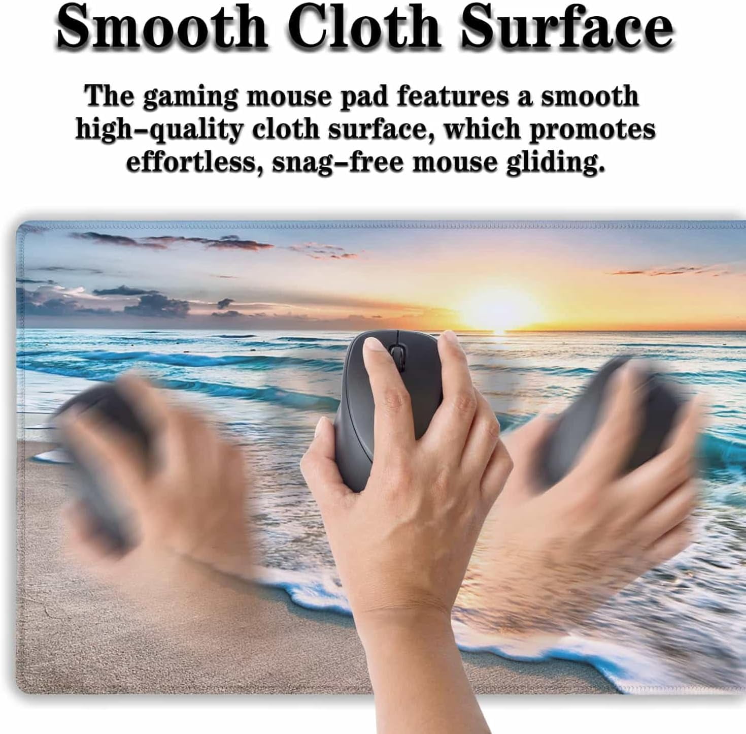 Keyboard Mats Desk Accessories Kit Gaming Mousepad Big Mouse Pads Pc Desk Mat Full Desk Mat Waterproof Non-Slip Rubber Base 35.4" X 15.7" for Game Office, Beach Sunset Ocean Waves