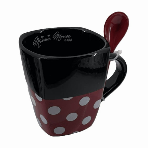 Disney 9 oz Minnie Mouse Black Ceramic Spoon Mug