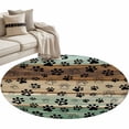 thumbnail image 2 of Teal Brown Round Area Rug 3.3 FT, Non Slip Small Entryway Kitchen Mat, Pet Paw Printed Farmhouse Dog Claws Wood Grain Washable Soft Circular Rug Non-Shedding Door Mat for Bathroom Playroom Kids Room, 2 of 9