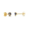 thumbnail image 4 of Tilo Jewelry 10K Yellow Gold Blue Round Stud Post Earrings with Cubic Zirconia CZ Birthstone | September-Sapphire | Women, Men, Unisex, 4 of 11