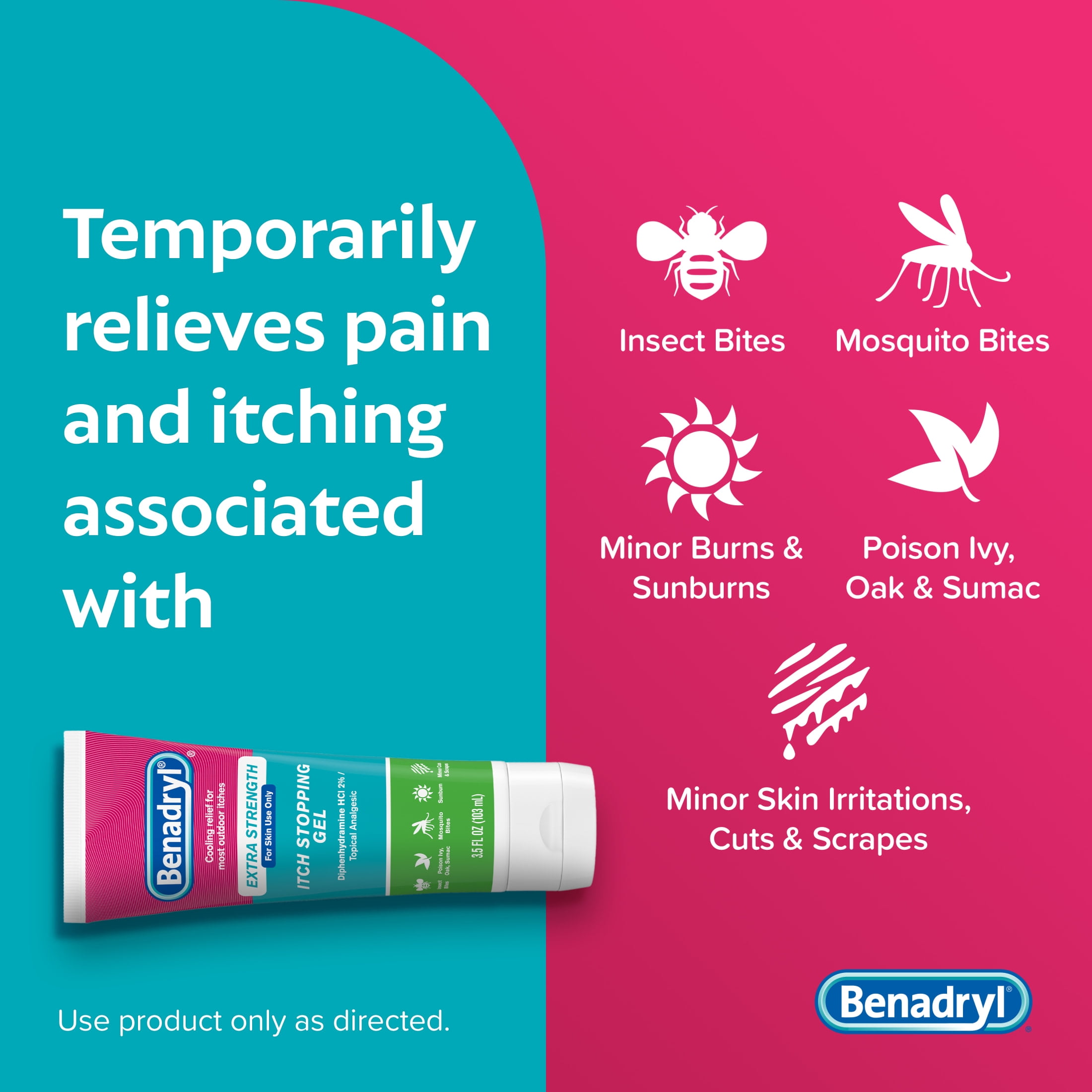 Benadryl Itch Relief Gel, Extra Strength, Soothing Relief, Scrapes, Insect Bites, 3.5 fl oz
