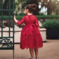 thumbnail image 3 of Larisalt Dresses For Girl,Girls Long Sleeve Velvet Casual Christmas Holiday Shiny Party Dress Red, 3 of 5