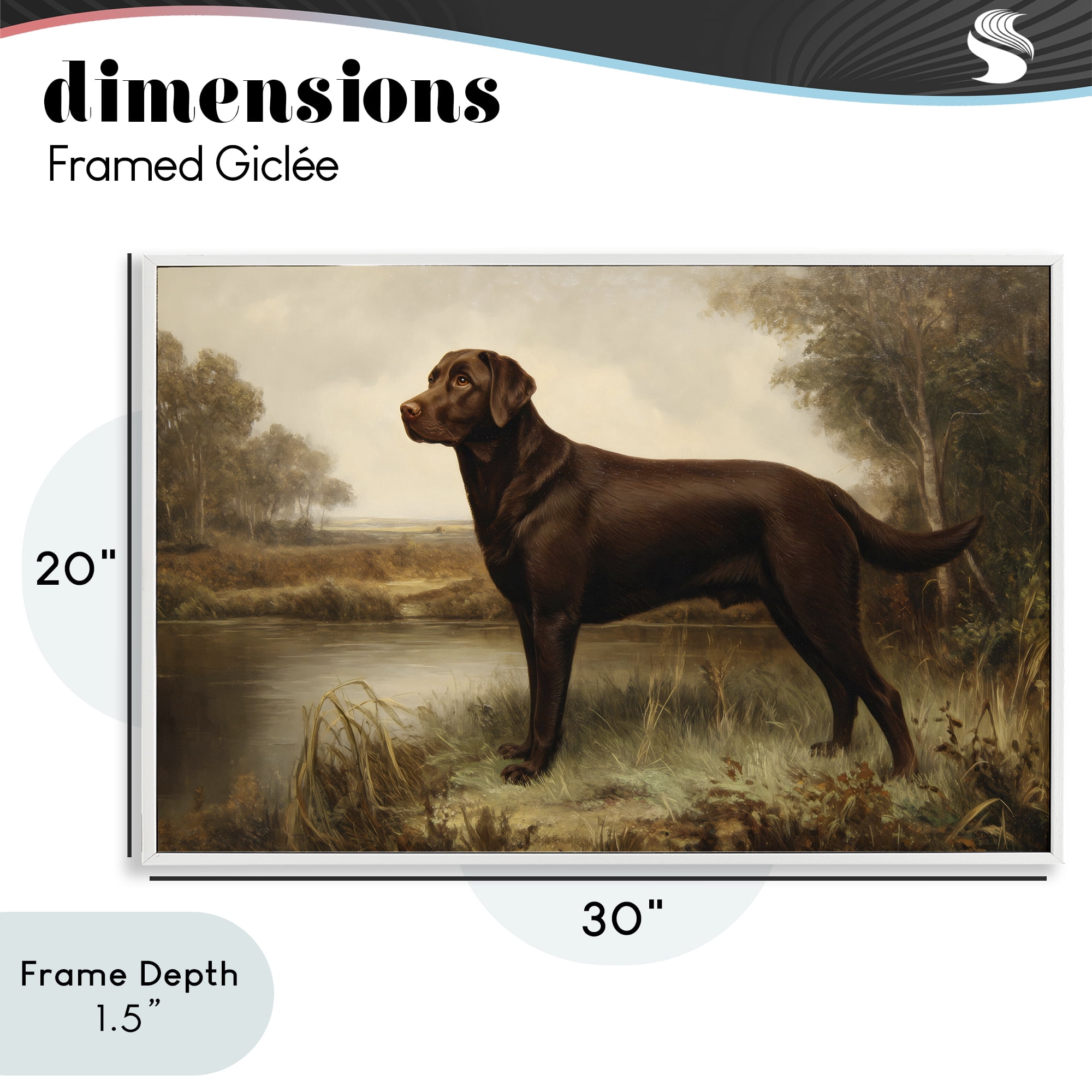 Stupell Industries Brown Lab By The River White Framed Giclee Art, design by Petal Prints Design