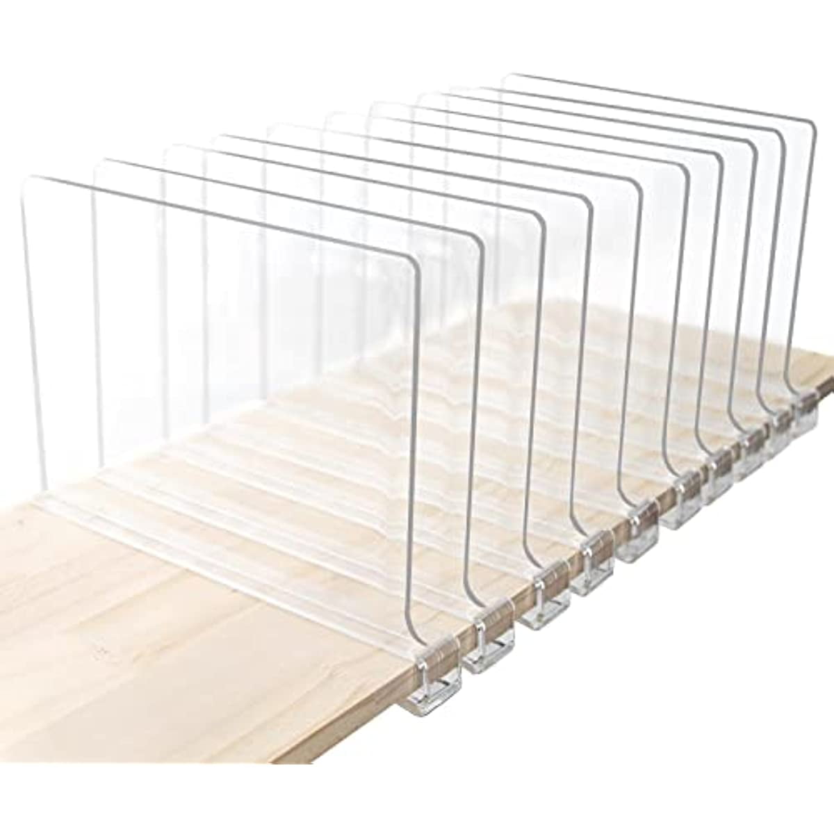 10 Pcs Acrylic Shelf Dividers (Shelves Less Than 0.8" Thick) for Closet
