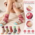 thumbnail image 7 of Womens Mid Calf Socks Thick Warm Knit Winter Casual Crew Socks With Cross Floral Geometric Pattern 5 Pairs, 7 of 7