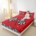 thumbnail image 4 of Homewish Raceing Flag Bed Sheets,Classic Checkerboard King Sheets,Red White Black Sheet Set For Boys Kids,Microfiber Bedroom Decor,4 Pieces, 4 of 7