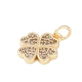 thumbnail image 2 of Rack Plating Brass Micro Pave Clear Cubic Zirconia Charms with Jump Ring Long-Lasting Plated Lead Free & Cadmium Free Four Leaf Clover Real 18K Gold Plated 13.5x11.5x1.5mm Hole: 3mm, 2 of 3
