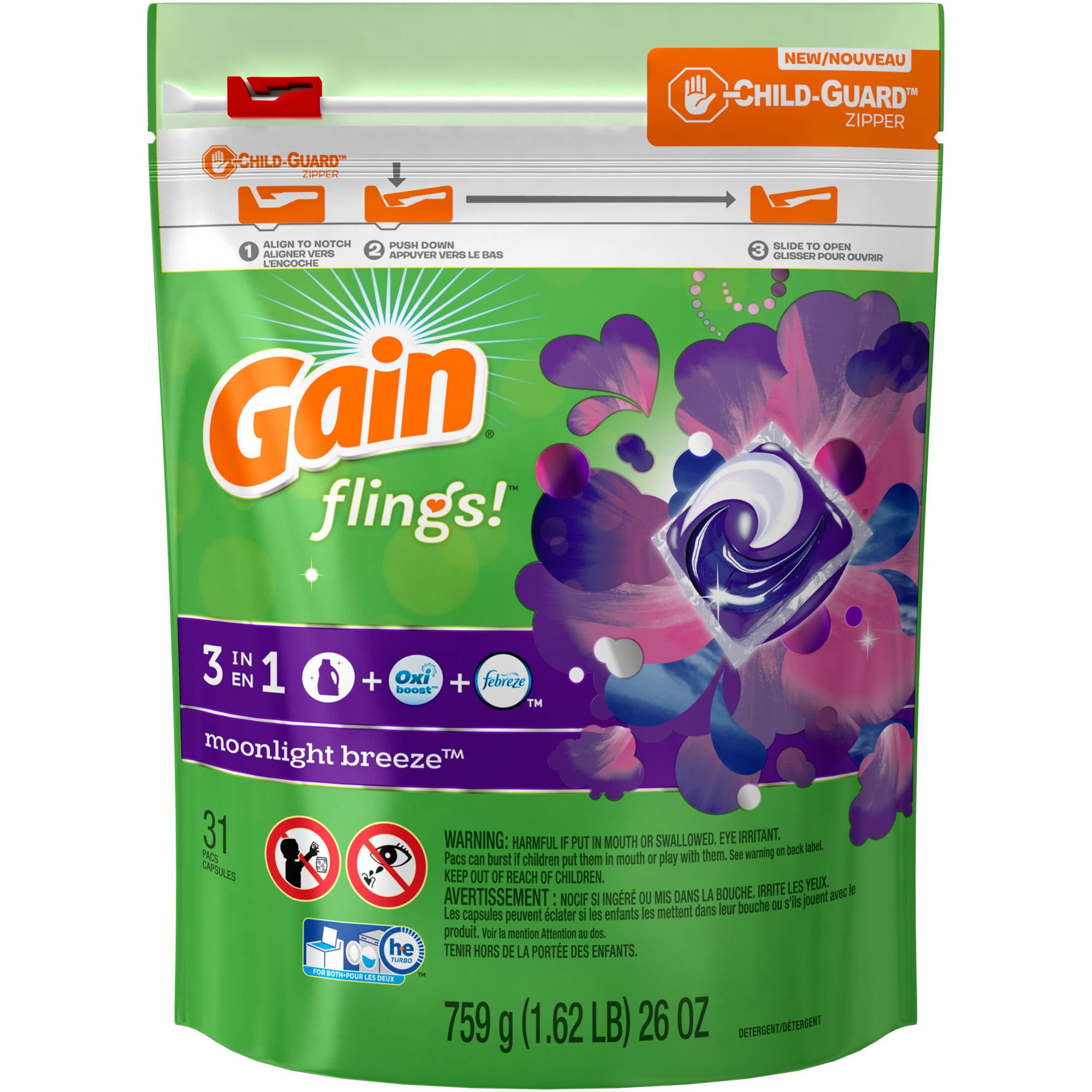 Gain flings! Laundry Detergent Pacs, 14 count, (Choose your Scent