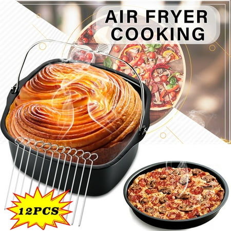 Air fryer Cooking Accessories Baking Dish + airfryer Pizza Pan + 12 Skewers Chicken Great