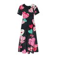 thumbnail image 4 of Robe d'Été pour Femmes 2024 Mode Grande Taille Décontractée Manches Courtes Col Rond Robe Fluide à Étages Robe de Plage avec Poches Robe Imprimée Saint-Valentin 50 % de Réduction!, 4 of 4