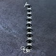thumbnail image 2 of Natural Black Onyx Gemstone Handmade 925 Sterling Silver Bracelet 7-8", 2 of 4