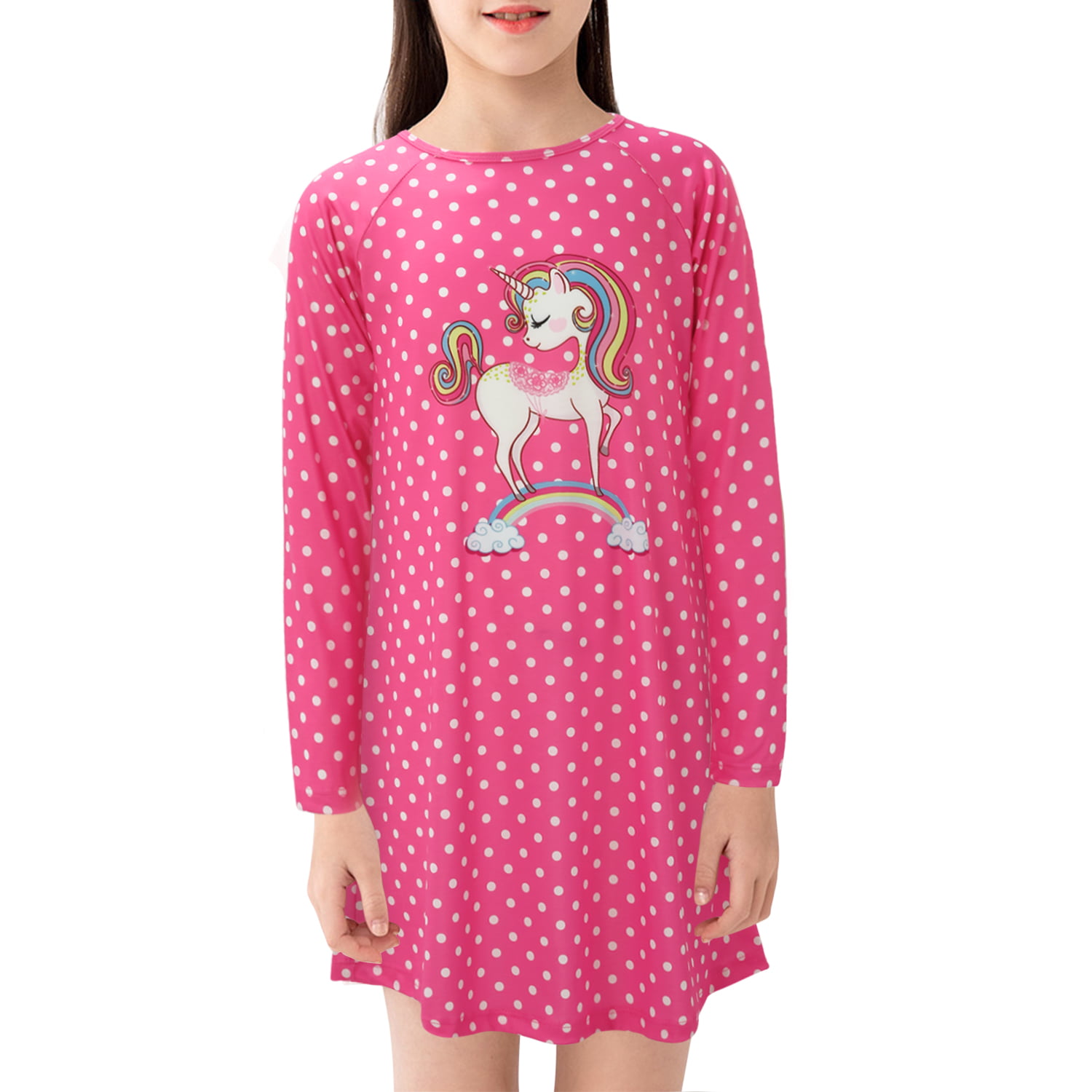New Unicorn nightgown girls long sleeve night gown pajamas girl sizes 
