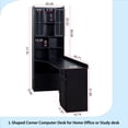 thumbnail image 6 of L-Shaped Corner Computer Desk for Home Office or Study desk, Study Modern Style Table with Drawers, Bookshelf & Hutch, 2-in-1 L-Shaped Design, Large Working Space,black, 6 of 15