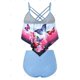 thumbnail image 2 of Más el tamaño del entrecruzamiento de la mariposa de la impresión floral de Tankini del traje de baño Rosegal Camisetas tallas grandes, 2 of 5