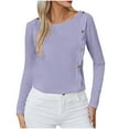 thumbnail image 1 of Bowake Women's Fall Spring Tunic Tops Round Neck Button Long Sleeve T-Shirts Casual Loose Ladies Going out Blouse, 1 of 4