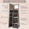 thumbnail image 6 of Gymax 64'' Jewelry Organizer Lockable Jewelry Cabinet Armoire w/ Mirror & LED Lights Coffee, 6 of 10