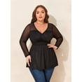thumbnail image 3 of LapaPlus Women Plus Size Tops XL-6XL Long Sleeve Sheer Mesh Peplum Dressy V Neck Blouse, 3 of 6