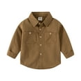 thumbnail image 3 of JIAYUE Tops For Kids Boys Girls Solid Color Long Sleeve Round Collared Button Gentleman Style Blouse Tops For Toddler Relaxed Comfortable Shirts, 3 of 4