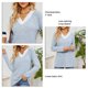 thumbnail image 2 of Top de otoño con cuello en V y empalme de encaje para mujer Top básico de manga larga holgado para mujer Camiseta de manga larga con cuello en V para mujer Top básico holgado ANGGREK  Otros, 2 of 7