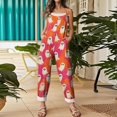 thumbnail image 5 of Stralyhd Pumpkin Face Graphic Jumpsuits for Women Halloween Holiday Sleeveless Jumpsuit Ghost Jumpsuits with Pockets Scary Pumpkin Pattern Long Pants Red L, 5 of 7