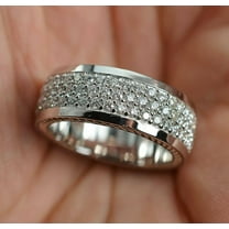 3.5CT Round Cut Natural Moissanite Diamond Engagement Band for Men 14K White Gold