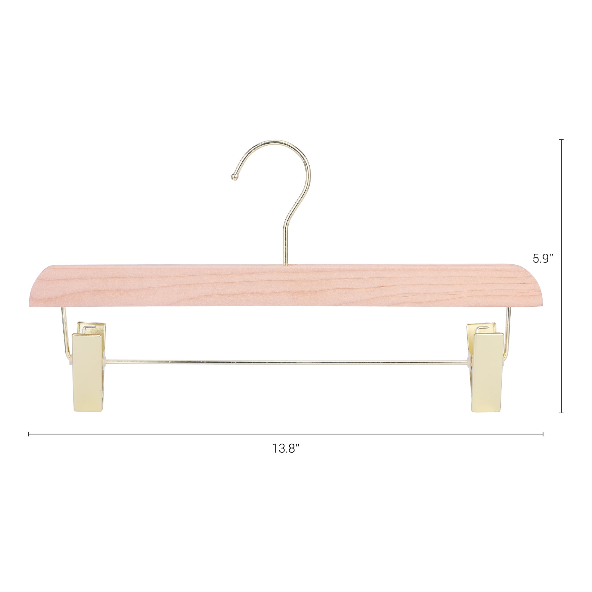 Unique Bargains Wood Hangers with Pinch Clips for Clothing and Pants 10 Pack Gold