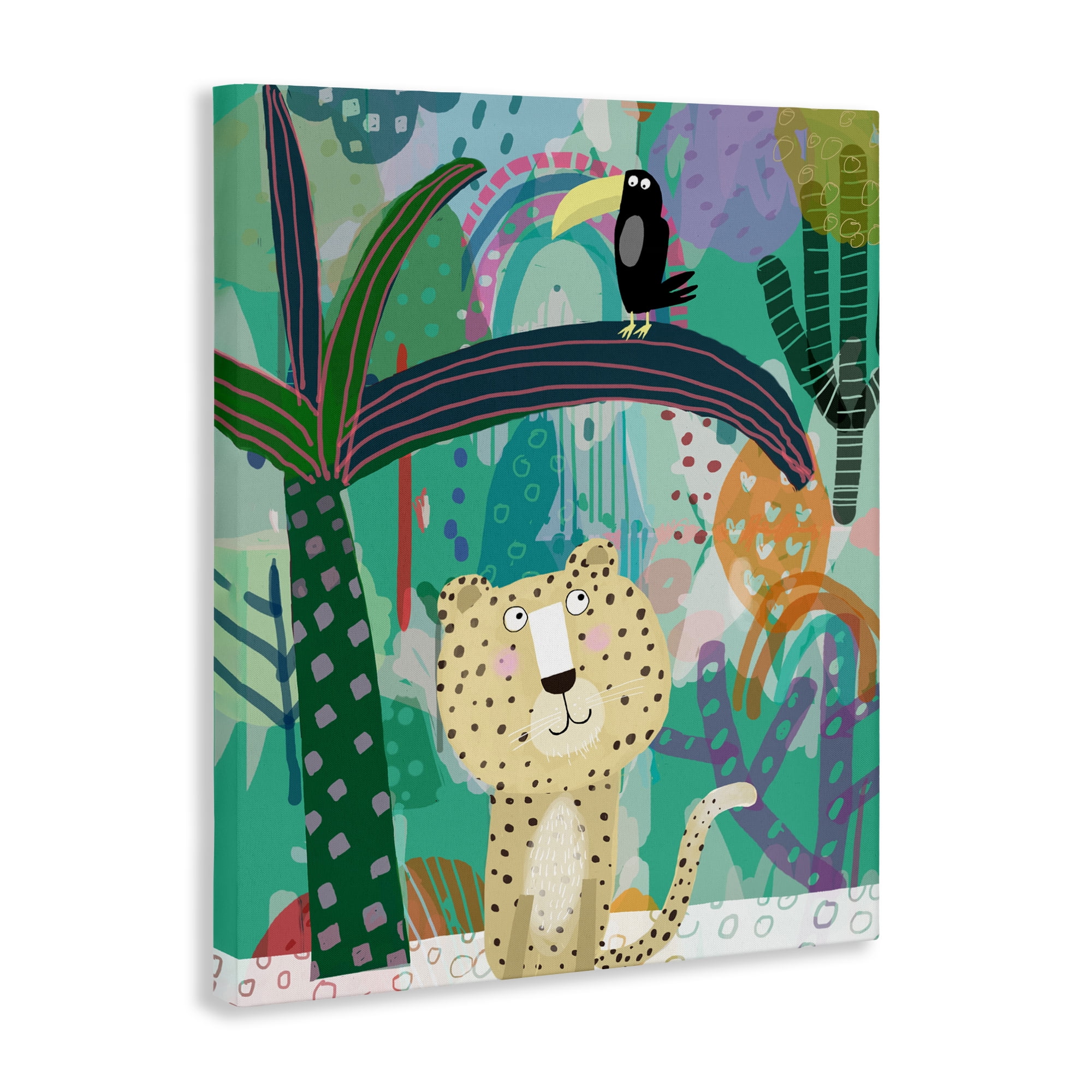 Jungle Cheetah & Toucan Canvas Wall Art, design by Carla Daly