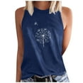 thumbnail image 1 of Besolor Débardeurs pour Femmes 2024 Tendance Imprimé Col Rond Sans Manches T-Shirts Décontractés Amples Tunique d'Été Blouse, 1 of 5