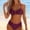*Purple, variant on ClodeEU Women's Bikini Set,Mid Rise Two-Piece Swimsuit,V Neck Bathing Suit for Beach Pool Black,Womens Plus L