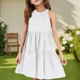 thumbnail image 2 of ZACPNCV Girls' Sleeveless Gradient Dress Summer Casual Sundress Skater Swing Twirly Halter Dress White 9-10 Years, 2 of 7