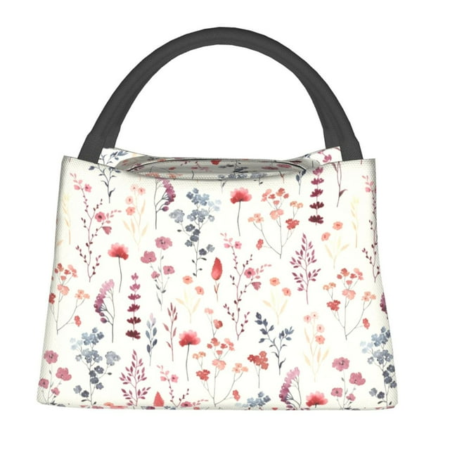 Vsdgher Wildflower Watercolor 3 Print Insulated Bags, Insulated Cooler Bag Totes for Hot or Cold Food Bring or Delivery