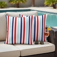 thumbnail image 4 of Red Blue Stripe Outdoor Waterproof Pillow Covers, Gradient Geometric White Vertical Striped Decorative Square Throw Pillowcase Sofa Cushion Sham for Patio/Couch/Chair, 20"x20" 2 Pack, 4 of 8