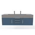 thumbnail image 5 of Nile 60" Blue Wood Floating Vanity with Gray Top and Chrome Trim, 5 of 11