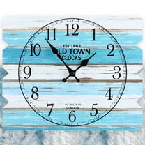 TSV 12 x 10'' Battery Operated Wall Clock, Blue Analog Round Modern Wall Clock Non-Ticking for Bedroom Living Room Office