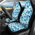 thumbnail image 2 of Pzuqiu 14 Pcs Front Back Car Seat Covers Full Set Steering Wheel Seat Belt Headrest Covers Center Console Pad Coasters Keychain Daily Travel Athletic Automobile Interior Sets Blue Hibiscus, 2 of 7