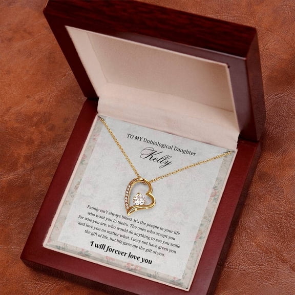 To My Unbiological Daughter Personalized Birthday Necklace, A Meaningful Necklace Perfect For Anniversaries, Birthdays, Valentine V7515, White Forever Love Necklace