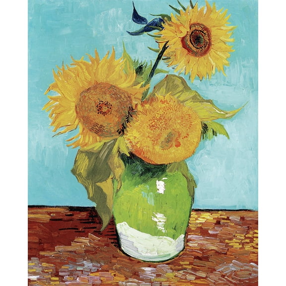 Vase with Three Sunflowers by Vincent van Gogh - 12" x 18" Art Print Wall Decor