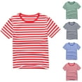 thumbnail image 1 of Ashirexll Chemises pour Filles, Hauts d'Été, Blouse à Rayures Récréative à Manches Courtes et Col Rond pour Enfants, 1 of 5