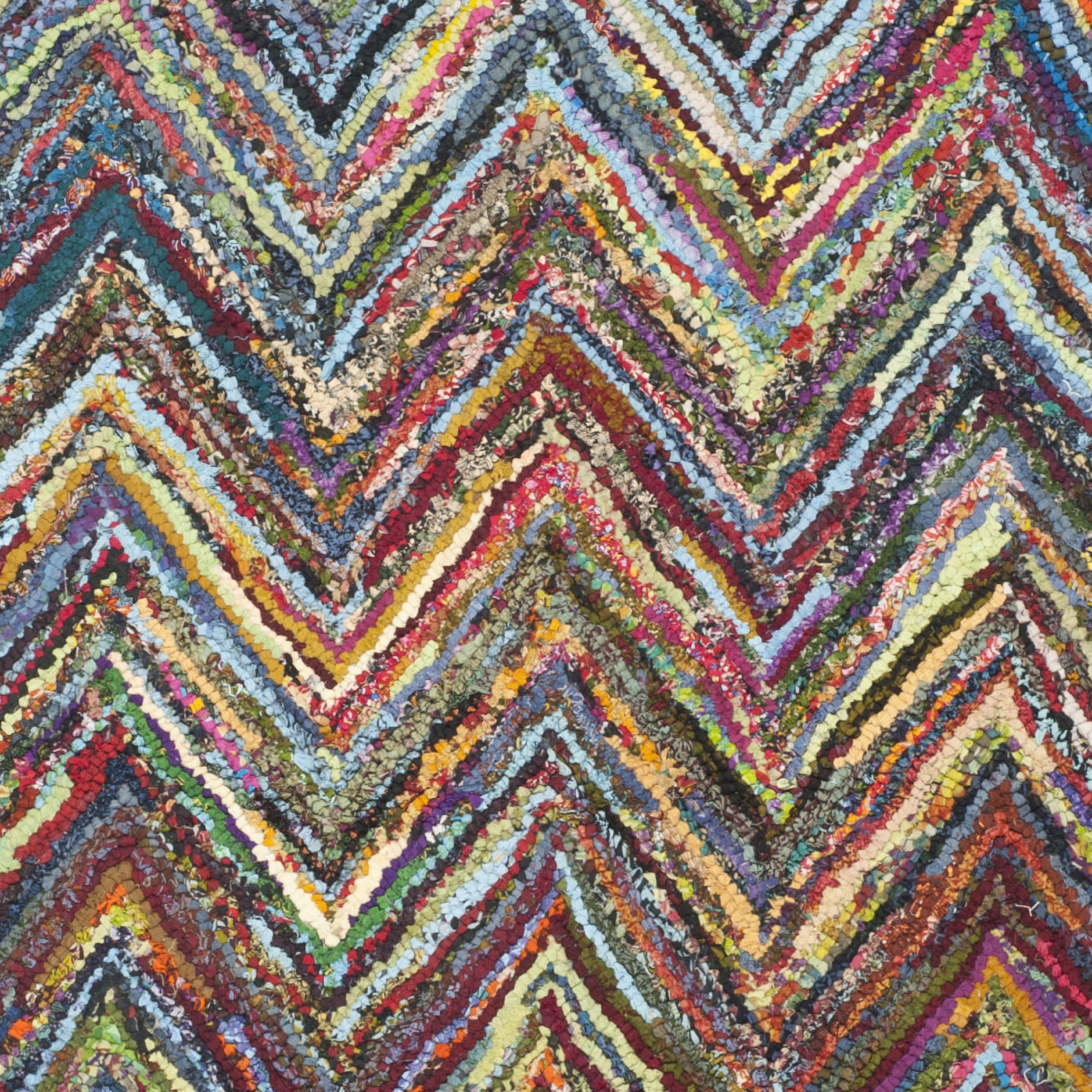 SAFAVIEH Nantucket Akilah Zigzag Stipes Cotton Area Rug, Blue/Multi, 2' x 3'
