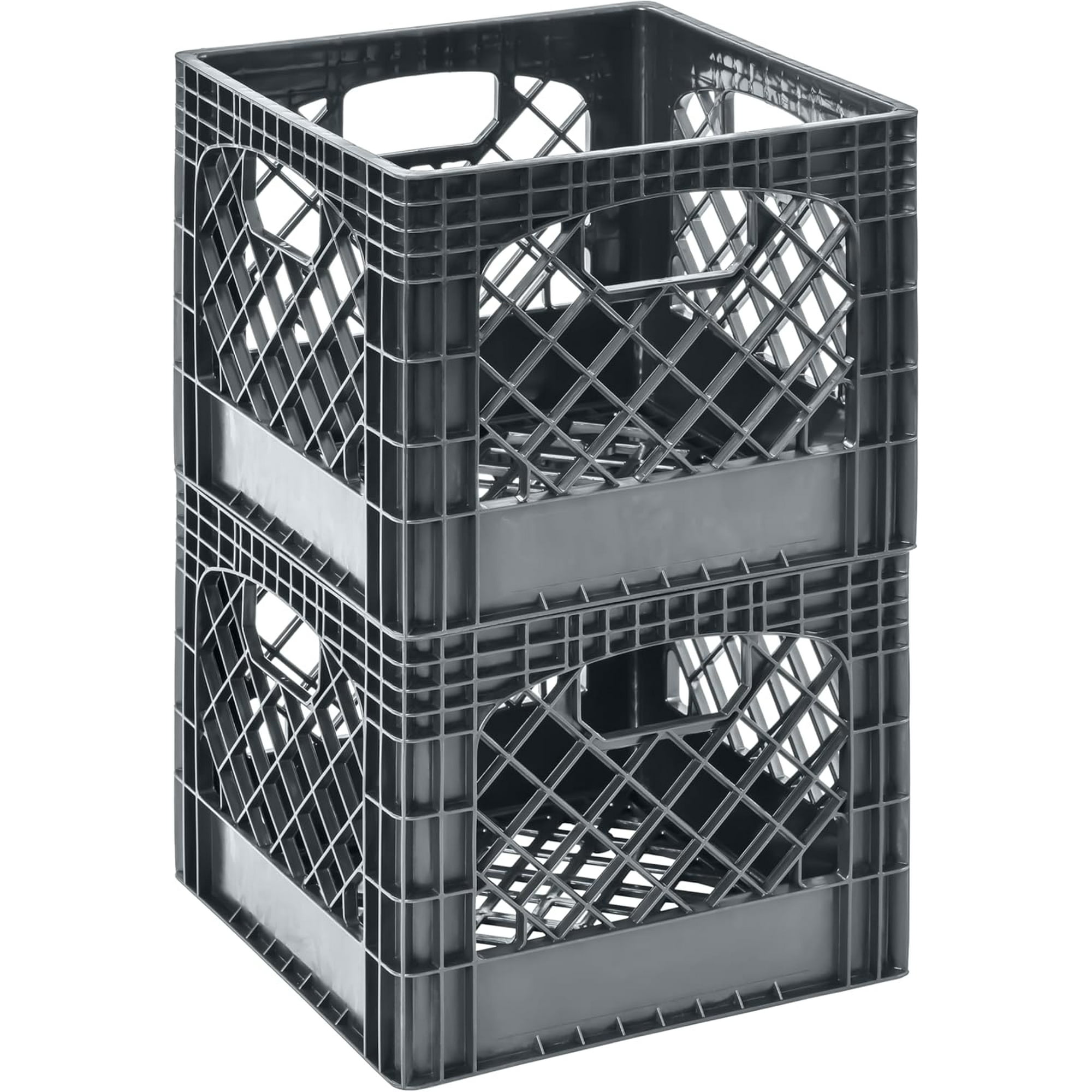 Juggernaut Storage 16QT Heavy-Duty Plastic Square Milk Crate Gray