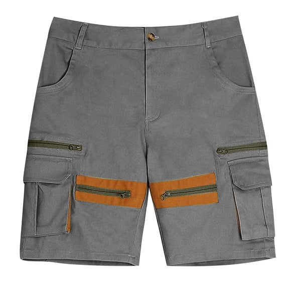 Men's Casual Cargo Shorts Cotton 7" Golf Work Summer Beach Hiking Shorts with Pockets Gray S