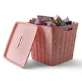 thumbnail image 6 of Your Zone Large Wide Weave Stacking Bin, Pink, 4/Case, 6 of 7
