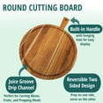 thumbnail image 5 of EcoDecors 18" x 14" Round FSC Teak Cutting Board with Handle  Juice Groove, 5 of 7