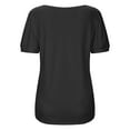 thumbnail image 3 of Vedolay Women Shirts Casual Short Sleeve Women 2023 Summer V Neck Ruffle Short Sleeve Blouse Swiss Dot Flowy Shirt Tunic Top,Black L, 3 of 4