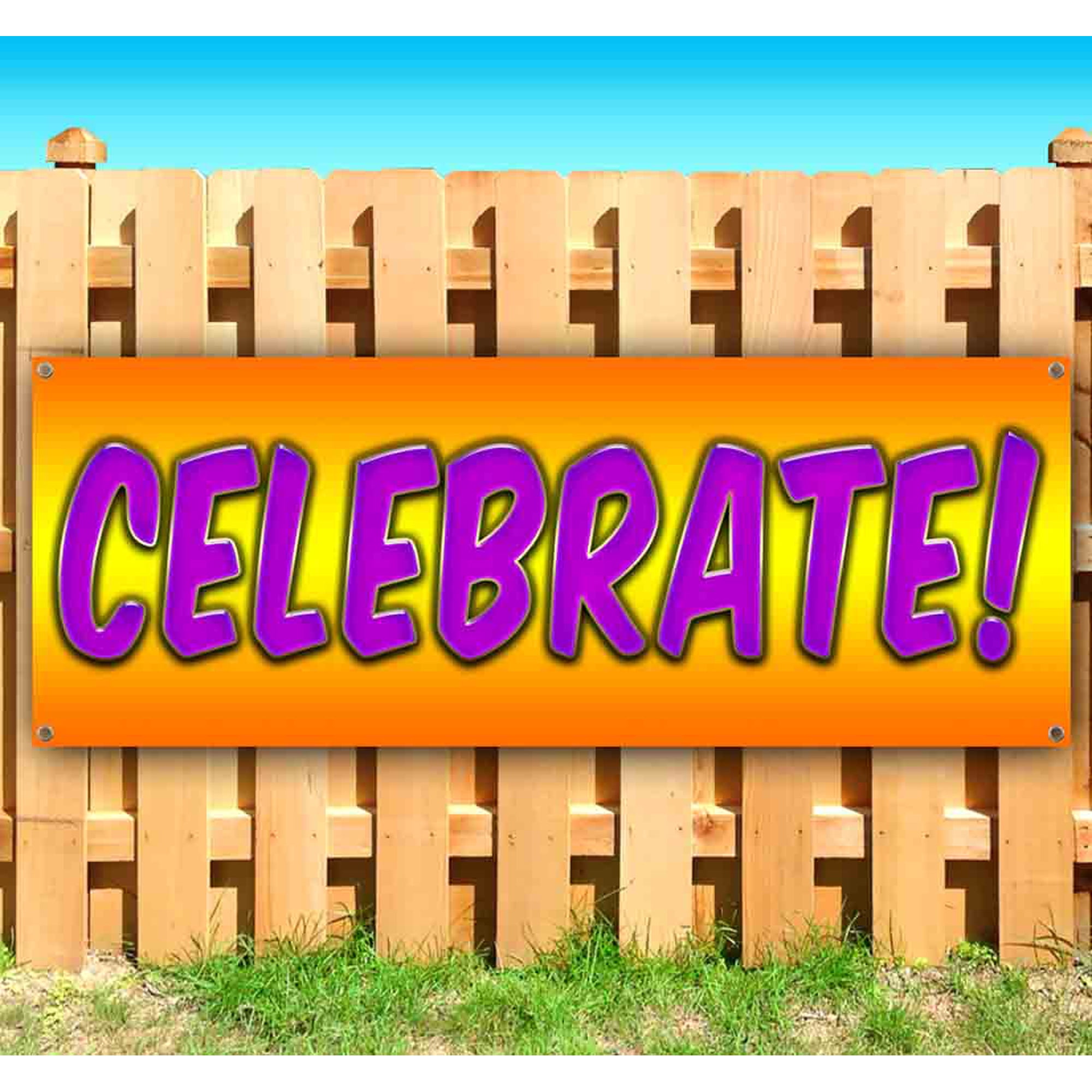 Celebrate! 13 oz Vinyl Banner With Metal Grommets