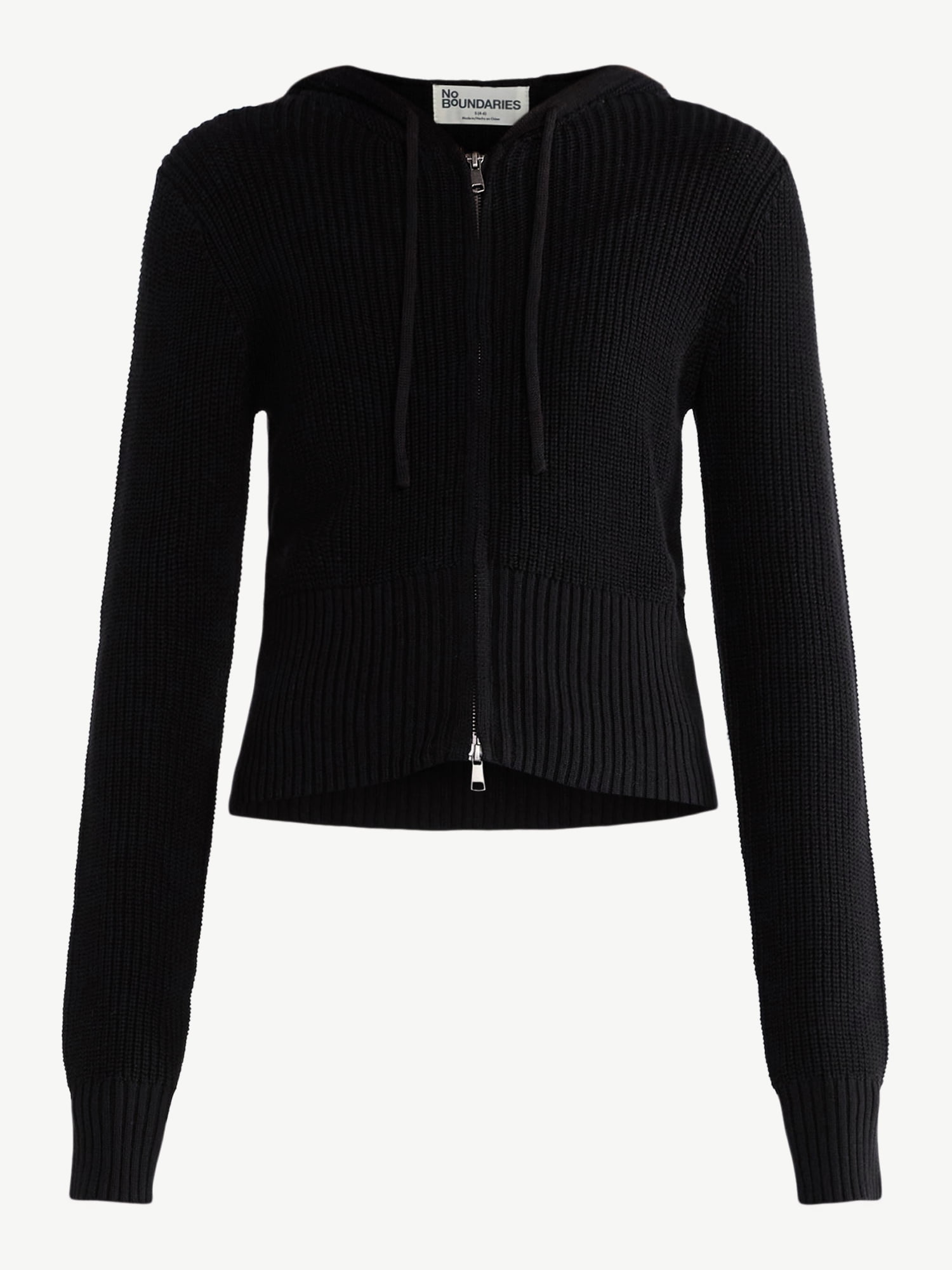 No Boundaries Two Way Zip Up Hoodie Sweater, Lightweight, Women's