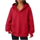 thumbnail image 3 of Ropa para mujer,Blusa con capucha y cuello en V para mujer, top informal de manga larga con bolsillo, corte holgado y suave, camiseta de color liso para ropa urbana, sopatenor, 3 of 9